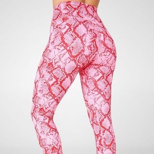 Fabletics pink snake print power hold leggings
